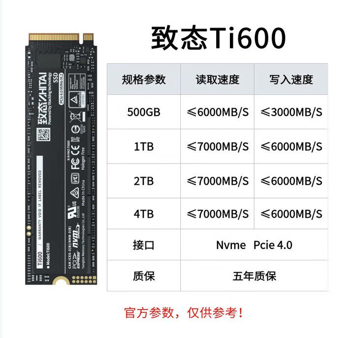 致态Ti600固态硬盘500G M.2  NVMe PCIe4.0五年质保 全新盒装 - 实物图