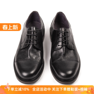 头层牛皮英伦圆头休闲德比鞋 Howar 男士 商务皮鞋 黑色潮流 Wilf春季