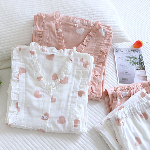 纱布月子服春秋女纯棉