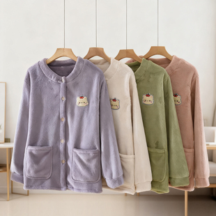 单件上衣珊瑚绒睡衣女冬季厚秋冬女款2026新款法兰绒冬款家居服