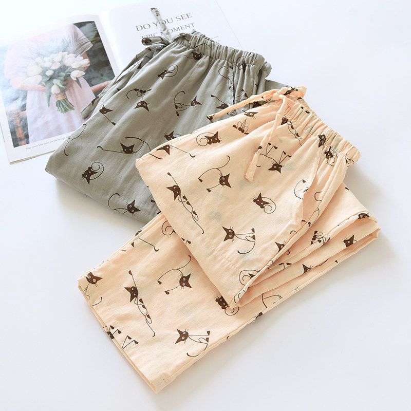 情侣睡裤男女士夏季薄款长裤纯棉纱布宽松春秋格子居家裤棉家居裤,女士内衣/男士内衣/家居服,睡裤/家居裤,淘宝优惠券,粉丝福利购,淘宝优惠卷