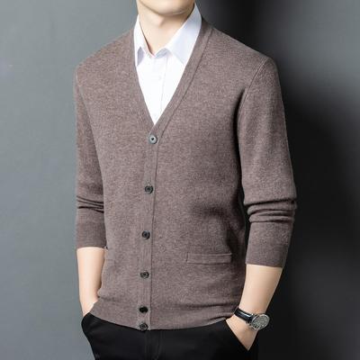 恒源祥羊毛衫男士V领开衫