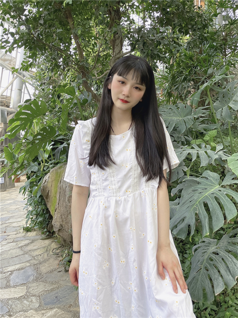 Real price dress summer sweet mid long Knee Skirt fairy super fairy girl student Daisy pieces