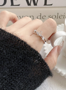 甜美冷淡风蝴蝶开口镀金戒指