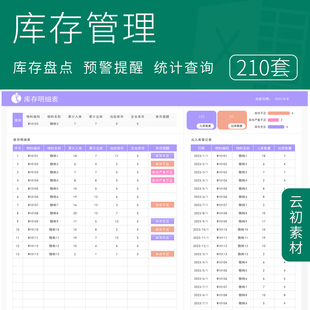 库存管理系统Excel表格仓库出入库盘点明细预警提醒库房登记汇总