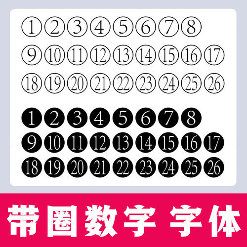 数字带圈字体直接一键输入带圈数字字体Ps Ai CDR Word字体下载包