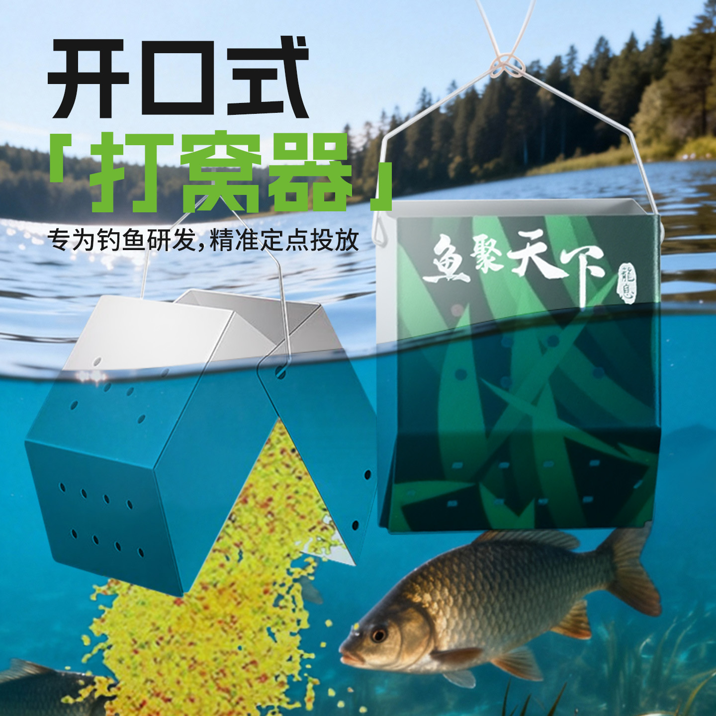 不锈钢定点打窝器钓鱼投饵器