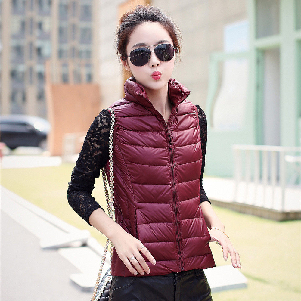 新款立领女式短款修身羽绒服轻薄款韩版韩版无袖马甲外套大码 - 淘宝联盟商品