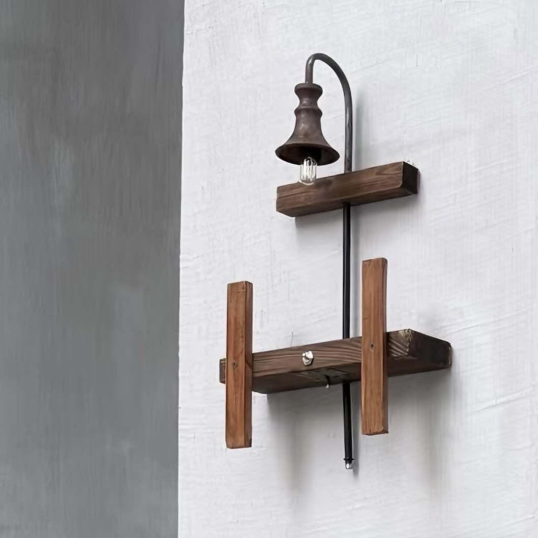 中古侘寂风复古做旧实木壁灯民宿装饰氛围客厅卧室装饰日历挂架