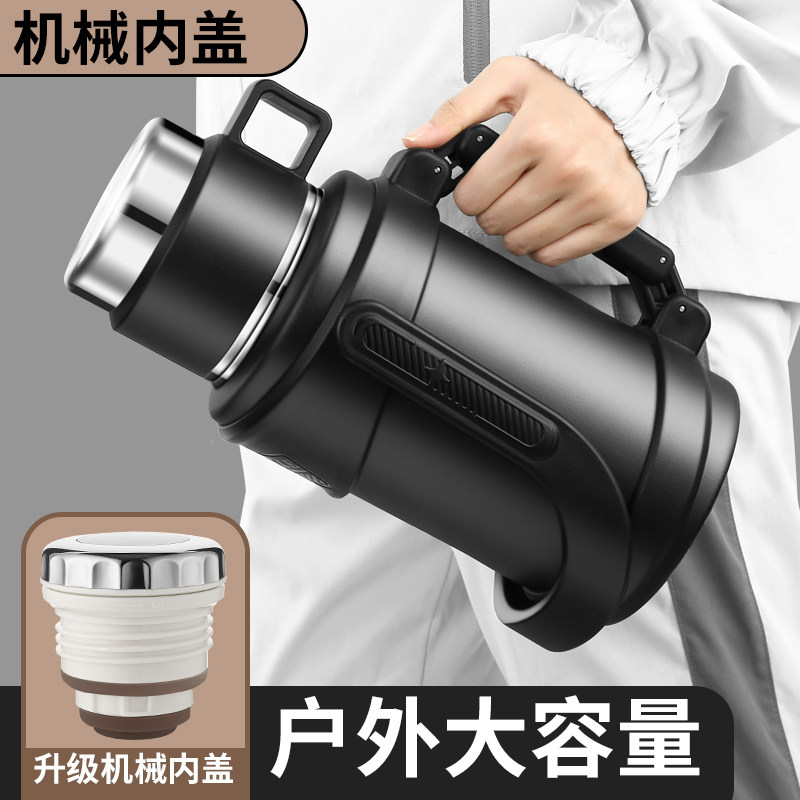 琪虎保温壶大号大容量户外便携保温杯316不锈钢车载旅行热水壶4L