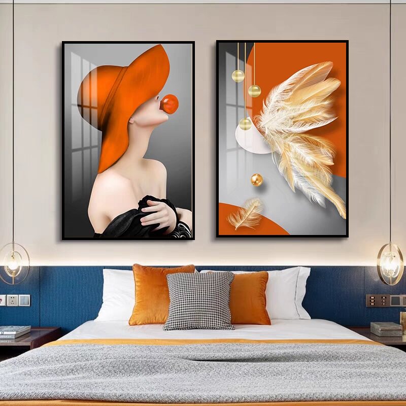 卧室主卧床头装饰画现代简约房间背景墙挂画轻奢人物客厅餐厅壁画