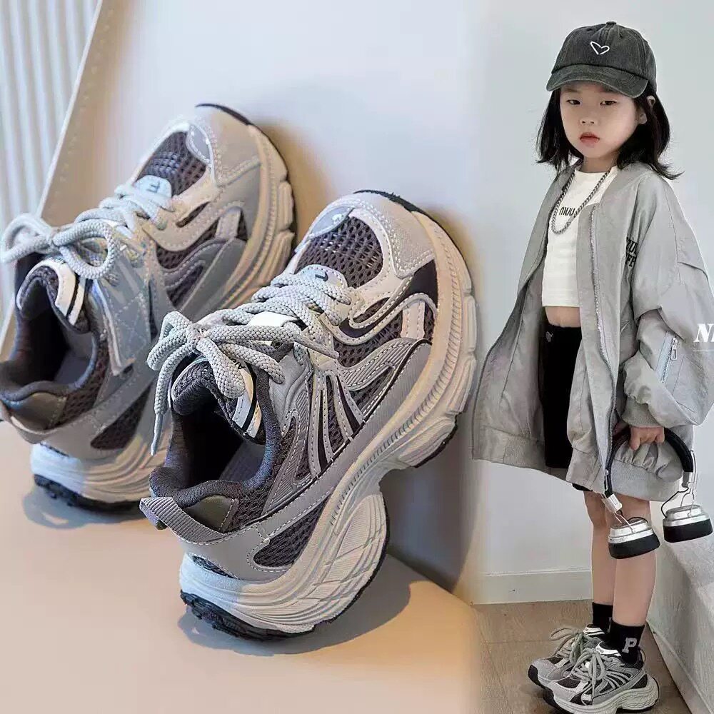女童运动鞋2026年春秋季新款儿童老爹鞋男童透气休闲鞋网面跑鞋