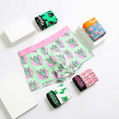 男士 衩 宽边透气运动青年裤 纯棉内裤 中腰卡通印花潮流抗菌裆大码