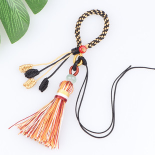 中国风手工檀木文玩挂件流苏车钥匙扣包包挂件绳玉米结手把绳DIY