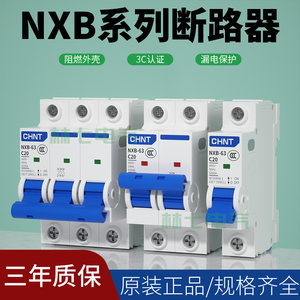 正泰NXB-63小型断路器1P2P3P4P32a空气开关 家用总闸40a三相dz47