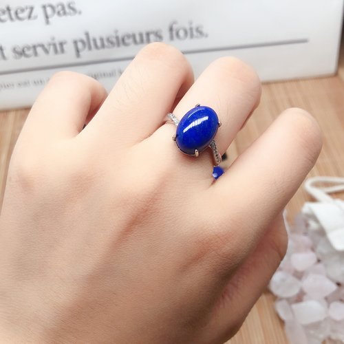 纯天然正品阿富汗青金石戒指多款男女款镶嵌纯银百搭