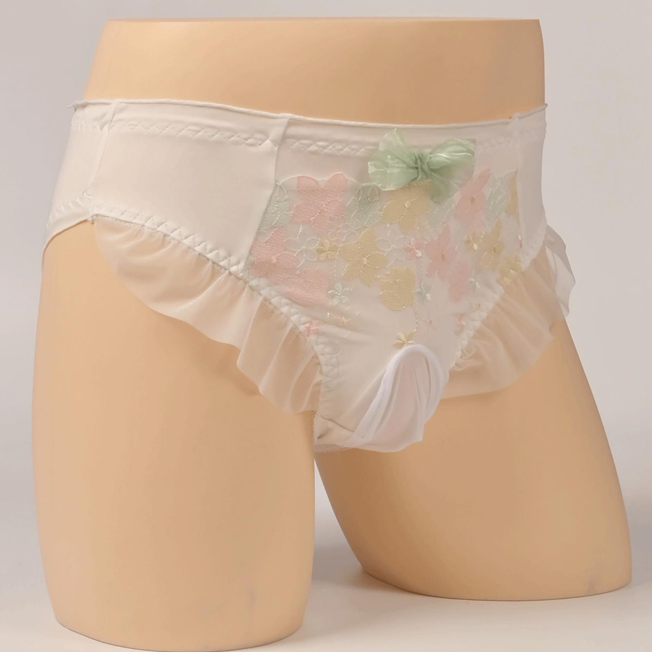 日系小清新刺绣蕾丝荷叶边内裤