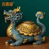 吉善堂 Медный Дракон Черепаха Орнамент Ретро Китайский Стиль Талисман Зверь Голова Дракона Черепаха Главная Гостиная Вход Украшение