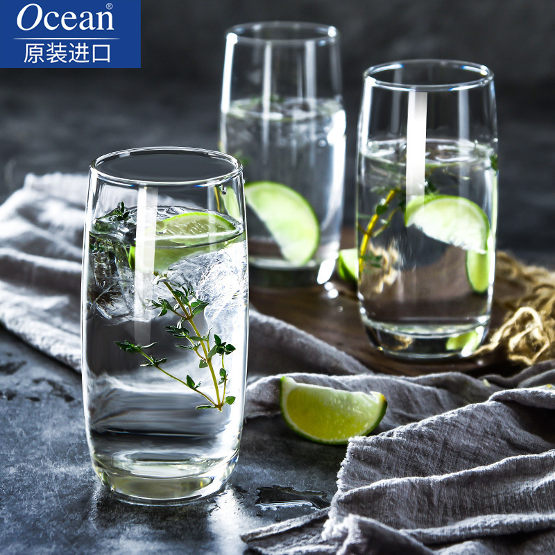 ocean欧欣进口玻璃水杯套装耐热玻璃茶杯喝水杯子家用透明牛奶杯