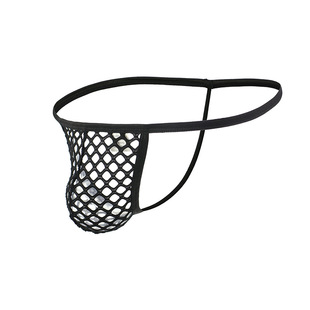 超薄镂空丁字裤男露臀男士内裤大网眼性感细带裤 U凸渔网单丁裤