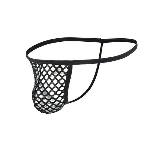 超薄镂空男丁字裤渔网细带T裤