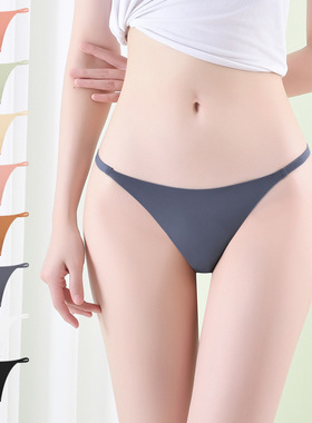 无包边细带丁字裤女低腰无痕冰丝轻薄透气内裤健身瑜伽性感T裤
