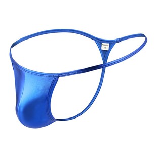 细带丁字裤男性感烫金锦纶冰丝露臀低腰U凸仿皮低腰舒适男士t裤