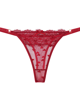 蝴蝶结性感蕾丝丁字裤女超薄透明网纱低腰无痕可调节细带瑜伽T裤