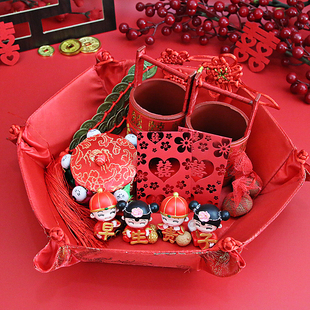 结婚婚庆用品婚房安置安床套装子孙桶早生贵子中式创意摆设用品装