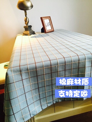 棉麻格子桌布垫巾方形圆形咖啡