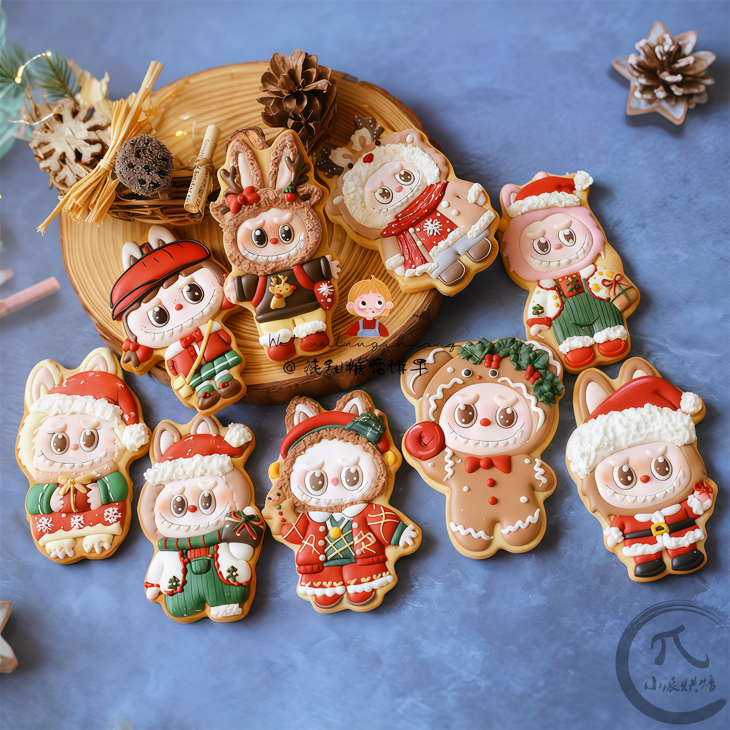 薇甜老师labubu圣诞节糖霜饼干模具石塑黏土卡通3D按压式烘焙印模