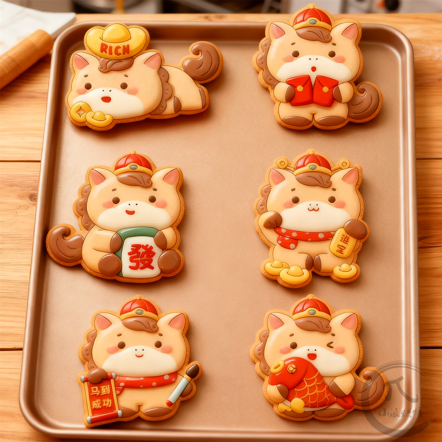2026新年卡通糖霜饼干模具马年文字曲奇 翻糖立体按压式家用烘焙
