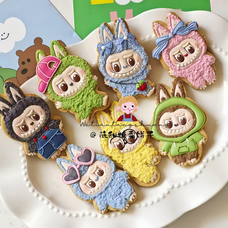 薇甜老师拉布布labubu可爱卡通糖霜饼干模具家用黄油曲奇DIY印模