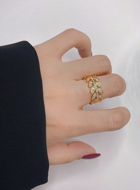 小众设计高级感金色网红装饰戒指
