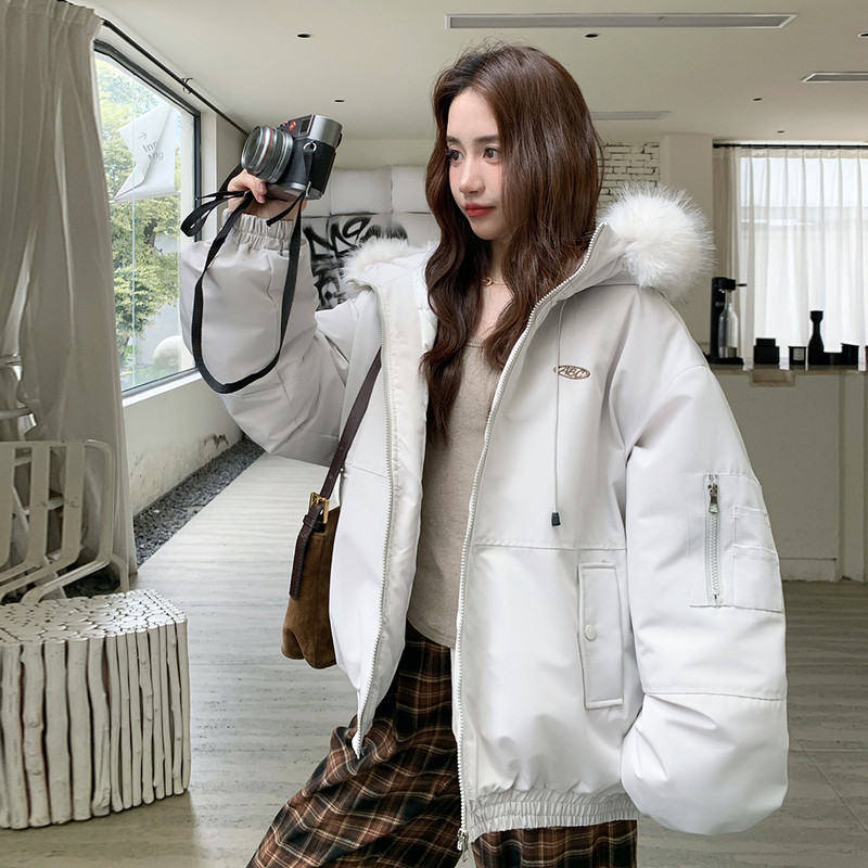 韩版孕妇外套秋冬季保暖大毛领工装羽绒服棉服棉衣孕妈外套外穿