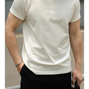T恤寬松打底衫 nologo美式 復古索羅娜男士 短袖 硬漢咔嘰男潮插肩袖