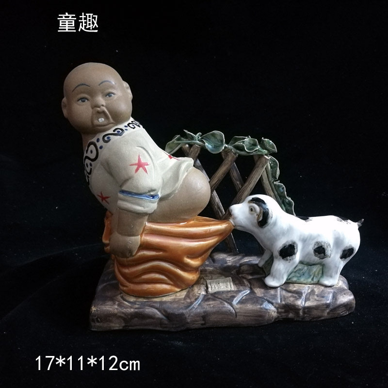 石湾公仔陶瓷童趣情趣可爱客厅装饰摆件客厅书房生日礼品玄关摆设
