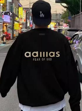 正品FEAR OF GOD正品FOG新款联名三条杠美式潮牌秋冬加绒圆领卫衣