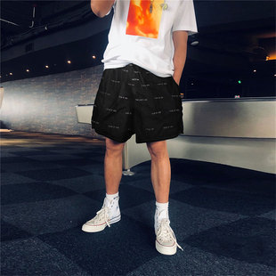 FOG飘带沙滩运动潮流宽松裤 GOD主线满印梭织短裤 子男女夏 FEAR