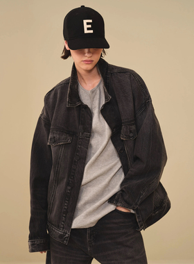 正品FEAR OF GOD复线ESSENTIALS黑色复古FOG牛仔夹克外套潮牌男女