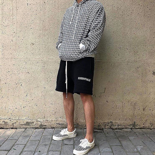 ESSENTIALS字母复线低裆宽松抽绳五分短裤 高街FOG god 男 fear