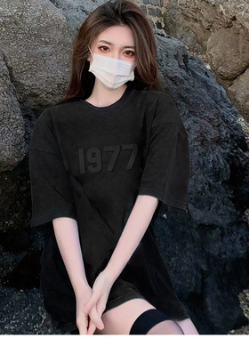 正品FOG FEAR OF GOD复线ESSENTIALS短袖植绒1977圆领高街T恤男女