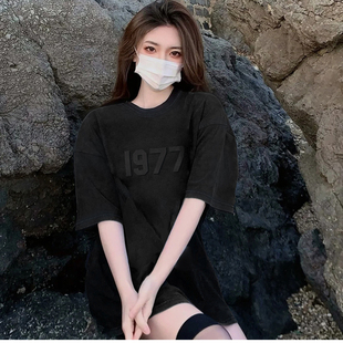 GOD复线ESSENTIALS短袖 正品 FEAR 植绒1977圆领高街T恤男女 FOG