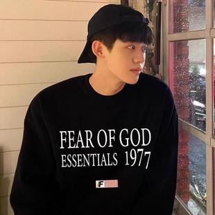 新款 FEAR FOG旗帜ESSENTIALS美式 GOD 1977潮牌加绒圆领卫衣男