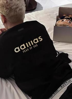 FEAR OF GOD联名三条杠美式潮牌圆领长袖T恤FOG春秋宽松打底衫男