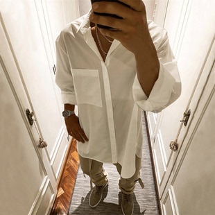 男女廓形休闲长袖 FEAR 主线FOG高街纯色百搭宽松衬衫 GOD第七季