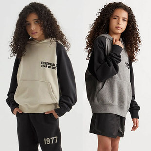 GOD复线ESSENTIALS儿童连帽卫衣拼色宽松休闲外套潮 童装 FEAR