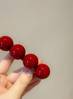 红色配饰发卡韩版前额边夹简约气质百搭半扎发卡弹簧夹马尾夹横夹