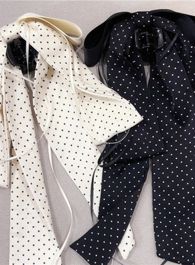 韩国复古高级感波点飘带蝴蝶结抓夹扎发鲨鱼夹后脑勺夹子头饰发饰