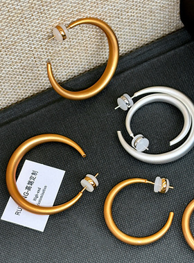 银针复古金色银色高级感精致小素圈大耳环圈圈女简单大方耳圈耳饰